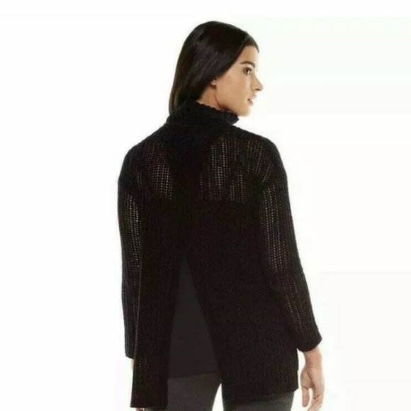 Elie Tahari Open Knit Fishnet Mock Neck Sweater - Picture 5 of 7